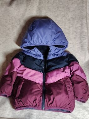 Swiss Tech Kids Colorblock Puffer Jacket - Lavender, Navy & Magenta